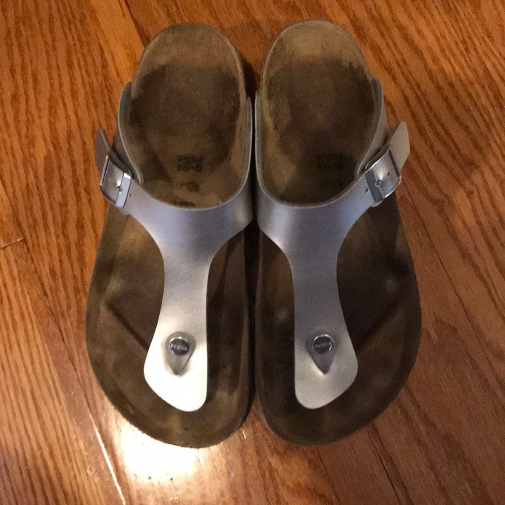 Papillio Birkenstock Silver Flip Flops 39
